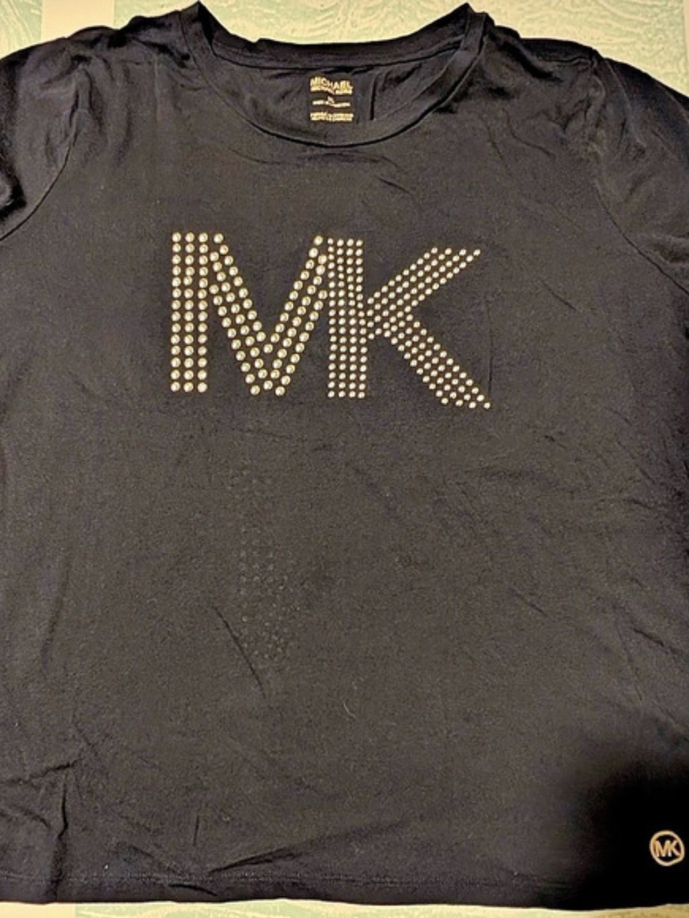 Michael Kors Studded MK Logo Cotton-Modal T-Shirt Black XL